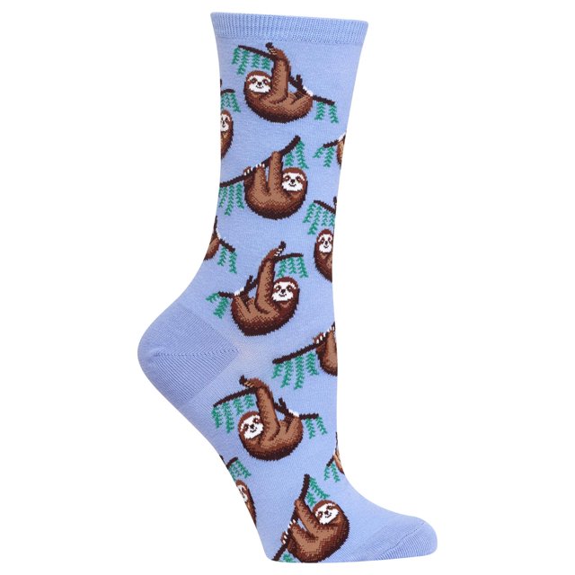 Hot Sox Womens Sloth Crew Socks, Womens Shoe Size 4-10.5, Blue