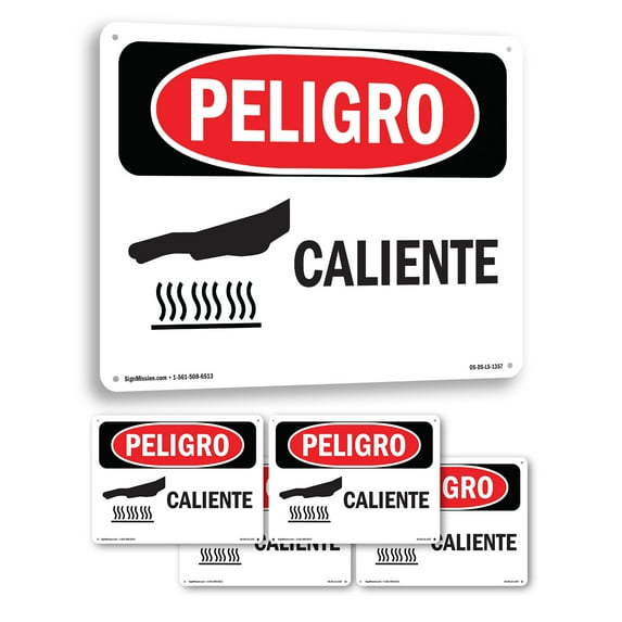 Hot Spanish OSHA Danger Rigid Plastic Sign 14 Inch x 10 Inch - 5 Pack