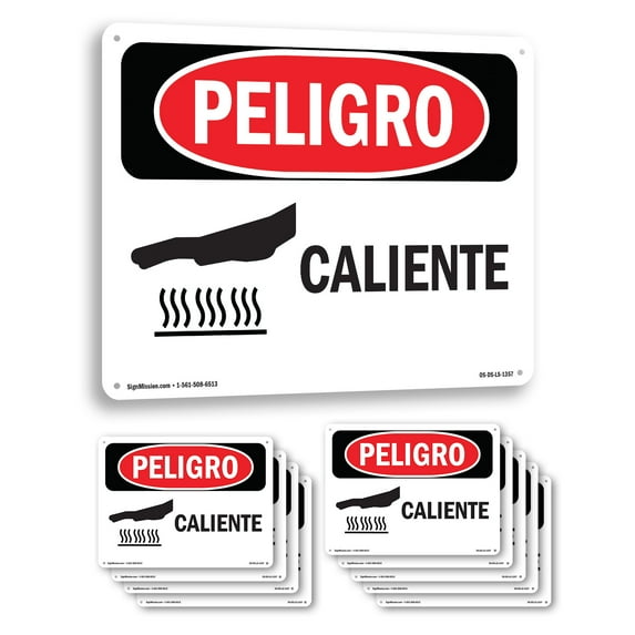 Hot Spanish OSHA Danger Rigid Plastic Sign 24 Inch x 18 Inch - 10 Pack
