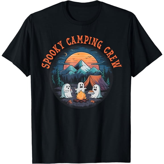 Hot Spooky Camp Crew Ghosts Halloween Campfire Vintage Boo S-5XL T-Shirt