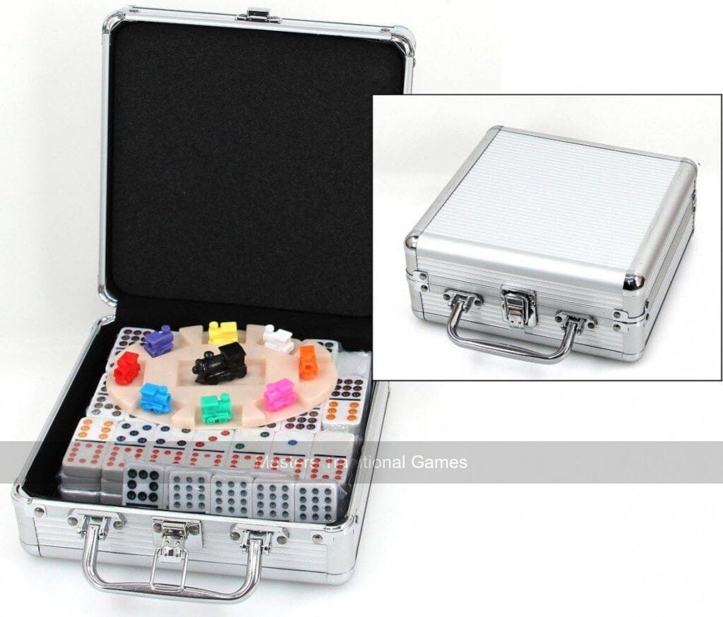 Hot Sports Mexican Train Double Twelve Dominoes in Aluminium Case