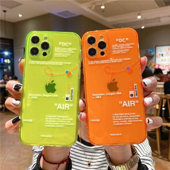 Hot Off Sports Shoes Brand Able Neon Fluorescent Clear Shockproof Phone Case for IPhone14 13 12 11 XS Max XR Sneakers ins Soft TPU Cover-Orange-B-for 12