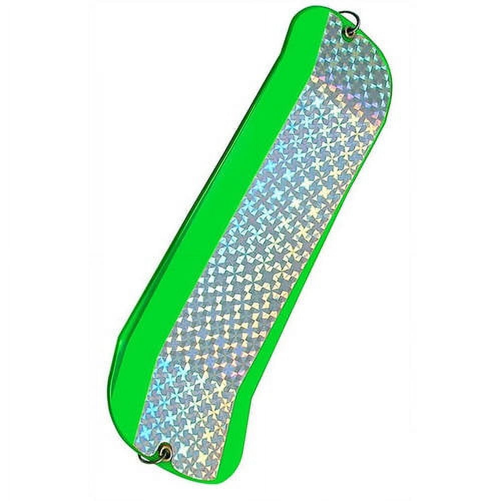 9-Inch Salmon Dodger - UV Flo Green Nickel Plated Fishing Lure