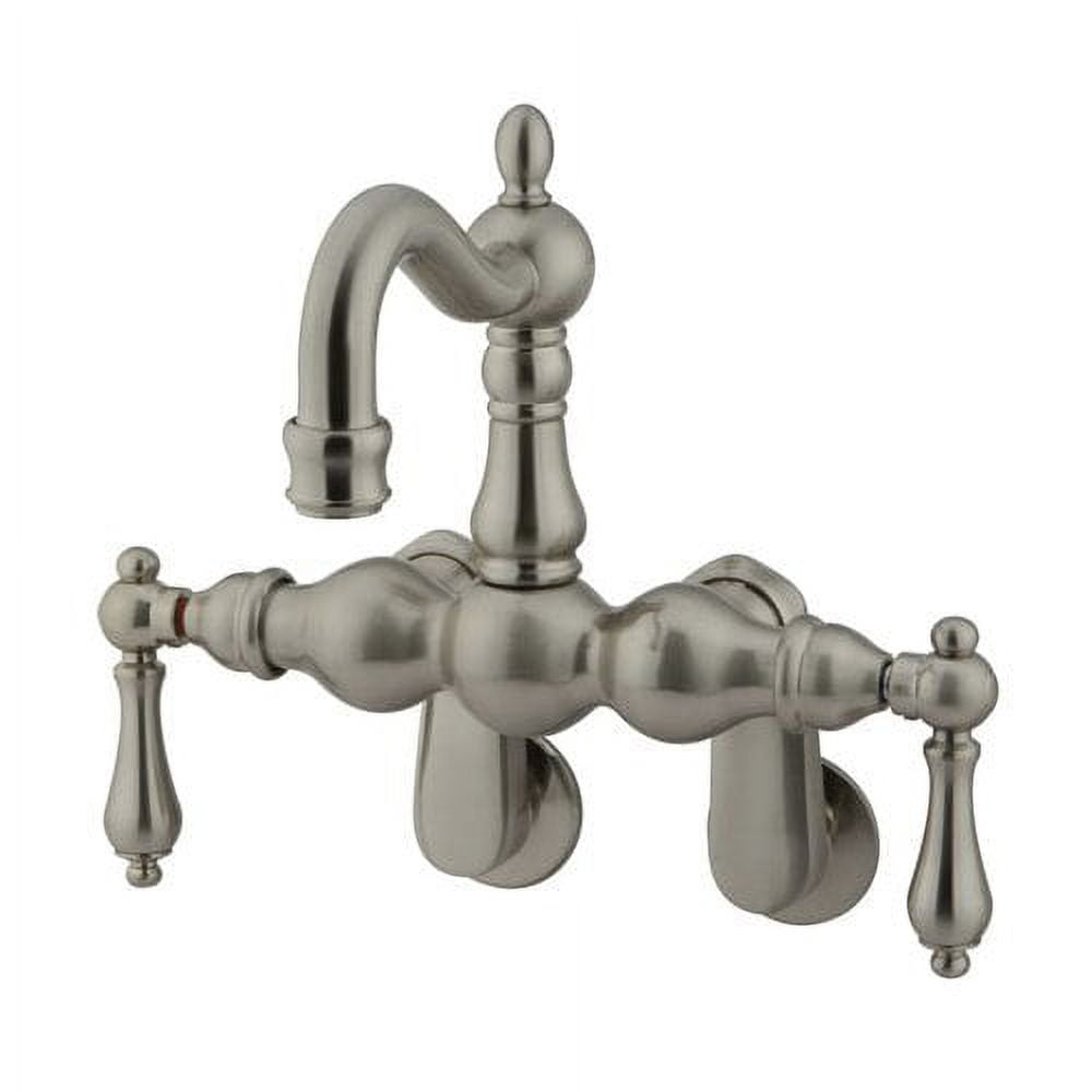 Satin Nickel Double Handle Wall Mounted Clawfoot Tub Faucet