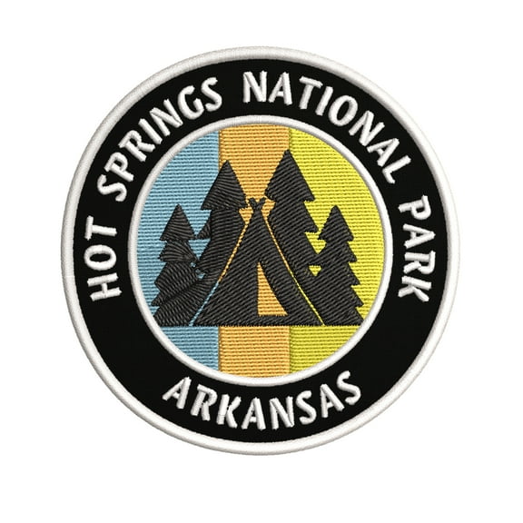 Hot Springs National Park, Arkansas Embroidered DIY Iron on or Sew-on Decorative Patch Badge Emblem Appliques Adventure Wildlife Vacation Travel Tourist Souvenir Series