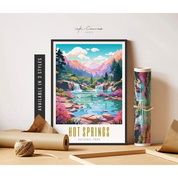 Hot Springs National Park Hot Springs Arkansas Print Nature Wall Art Vibrant Colorful Wall Art Travel Art, Unframed Poster Size 16x24