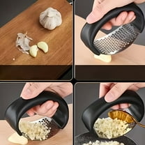 Hot!Stainless Steel Garlic Mincer – Manual Ring Press with Comfortable Black Handle, Rust-Resistant Crusher for Garlic, Ginger, Herbs & Daily Cooking