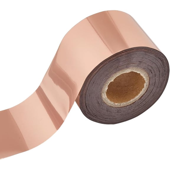 Hot Stamping Foil Paper Roll 120m Rose Gold PET Hot Foil Transfer Roll 4.2cm Wide Heat Transfer Paper for Leather Bronzing Machine PU Heat Anodized Gilded