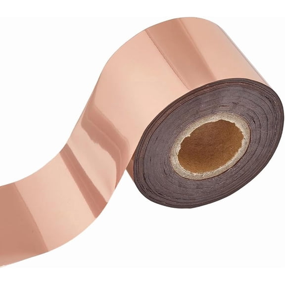 Hot Stamping Foil Paper Roll 120m Rose Gold PET Hot Foil Transfer Roll 4.2cm Wide Heat Transfer Paper for Leather Bronzing Machine PU Heat Anodized Gilded Gold