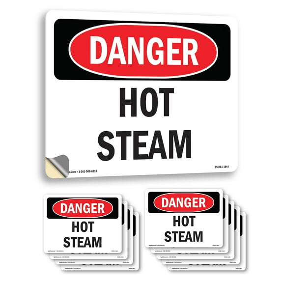 Hot Steam OSHA Danger Vinyl Decal Label 24 Inch x 18 Inch - 10 Pack