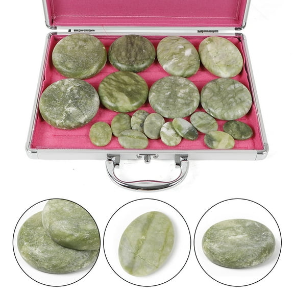 Hot Stone Therapy Set  16 Premium Stones for Healing, Relaxation, and Muscle Relief with Scented Candle & Incense for Spa or Romantic Therapy