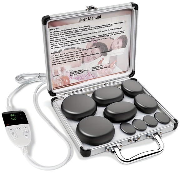 Hot Stones Massage Set With Temperature Adjustment-10pcs Hot Stones With Heater Kit, Professional Massage Tool For Spa