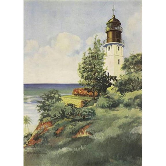 Hot Stuff 2056-16x20-LI Lighthouse At Diamond Head Poster