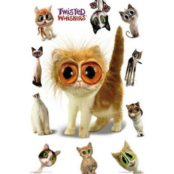 twisted whiskers cats poster, 24" x 36"