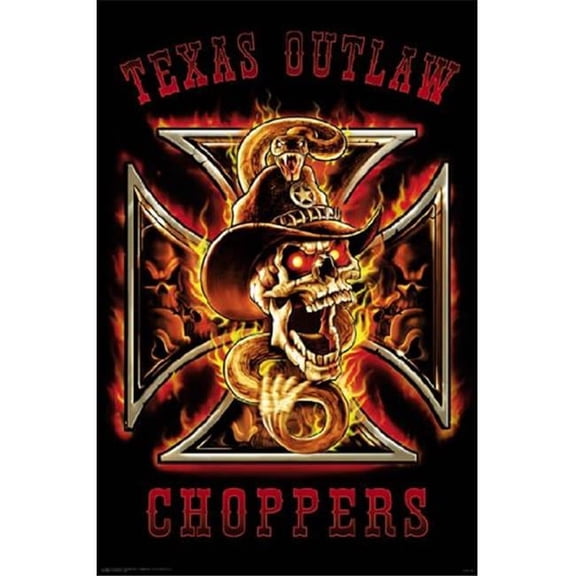 Hot Stuff 2571-08x10-SD 8 x 10 in. Outlaw Choppers Skull Poster Print