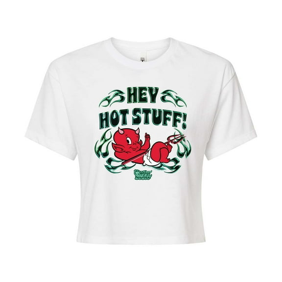 Hot Stuff - Hey Hot Stuff - Juniors Cropped Graphic T-Shirt