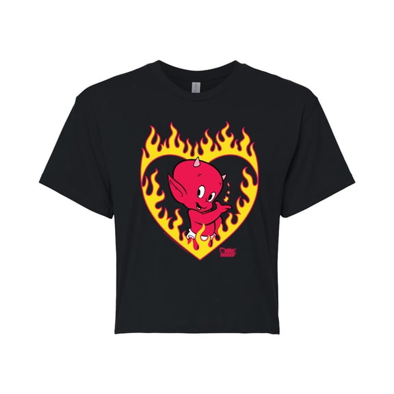 Hot Stuff - Hot Stuff Flame Heart - Juniors Cropped Graphic T-Shirt