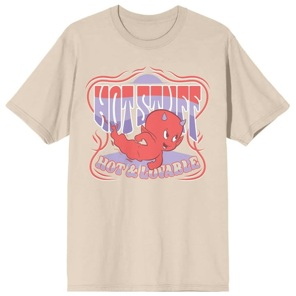 Hot Stuff Little Devil Lounging Crew Neck Short Sleeve Sand Women's T-shirt-Medium