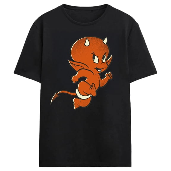 Hot Stuff Running With The Devil Adult Black Crew Neck Short Sleeve T-shirt-Medium