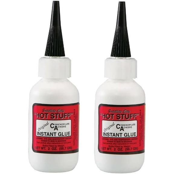 Hot Stuff Thin Instant CA Glue HS-4, 2 oz Bottles, Fast Setting Adhesive, Pack of 2