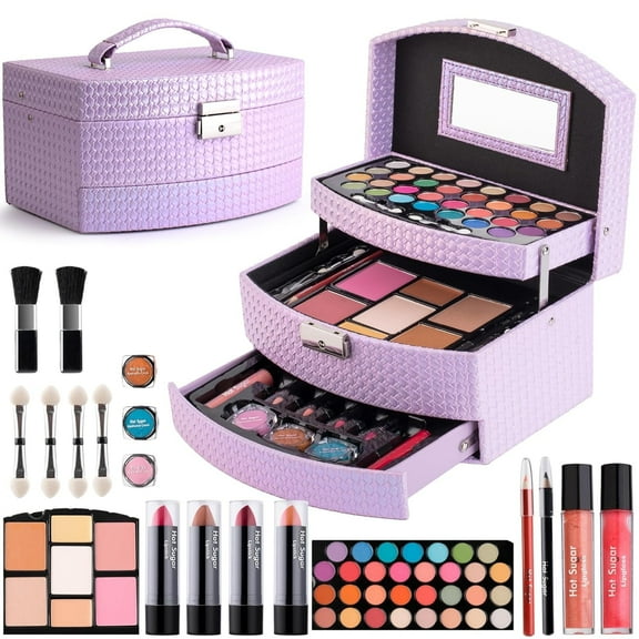 Hot Sugar Girls Makeup Kit for Birthday Gift, All in One Beginner Makeup Kit for Women Full Kit, Christmas Makeup Set for Teens Includes Real Cosmetics and Makeup Tools(PINK)