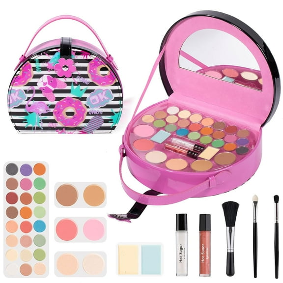 Hot Sugar Kids Makeup Kit, Girls Makeup Kit Age 4-6 7-8 10-12, Cosmetics Gift Set for Girls Birthday Christmas (Rose)