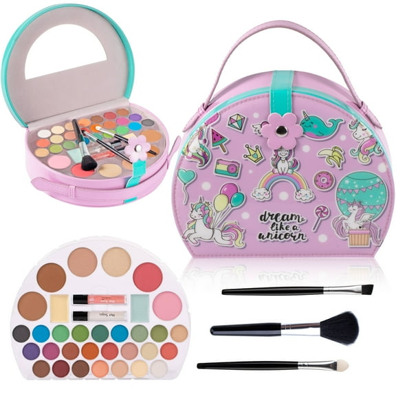 Hot Sugar Kids Makeup Kit, Girls Makeup Kit Age 4-6 7-8 10-12, Unicorn Gift for Girls Birthday Christmas (Pink)