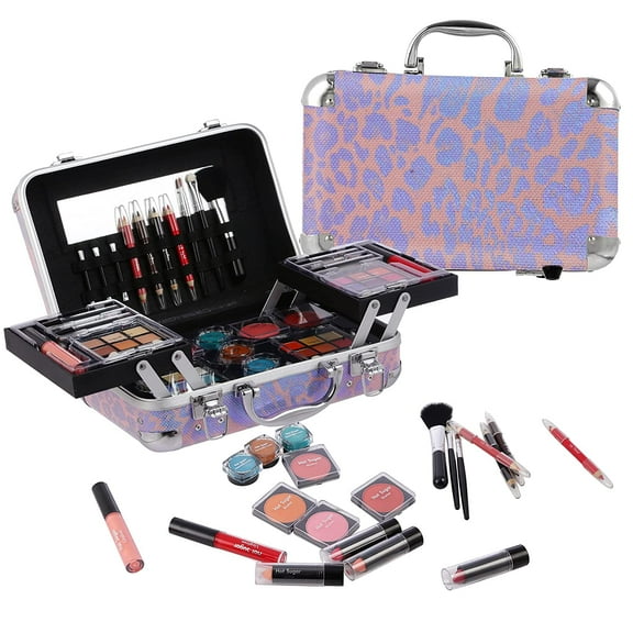 Hot Sugar Makeup Kit for Girls 10-12, All-in-One Kids Makeup Set for Teens, Basic Cosmetic Set for Women - Perfect Gift to Begin the Makeup Journey ((Pink Leopard))