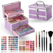 Hot Sugar Makeup Kit for Teens with Train Case, Portable Beginner Makeup Gift Set, Makeup Beauty Kit for Girls PURPLE