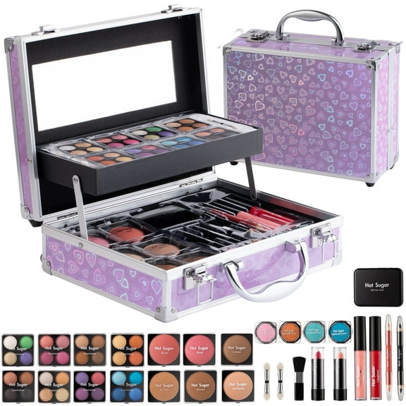 Hot Sugar Ultimate All-in-One Makeup Kit for Teen Girls, Basic Makeup Gift Set for Women - Create Stunning Looks with 52 Shades and Accessories (Purple Heart)