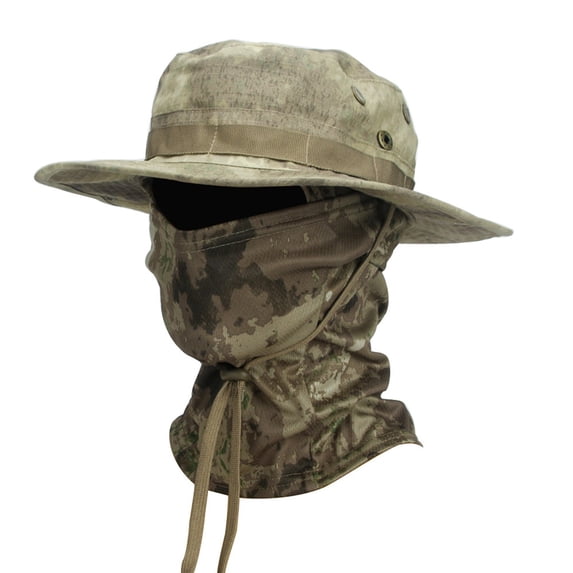 Hot Summer Bucket Hat VLOOCKLW Outdoor UV Sun Protection Wide Brim Hat with Face Cover & Neck Flap B
