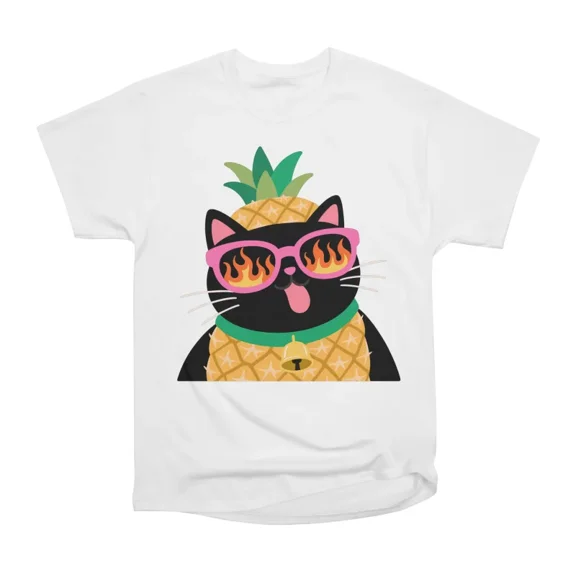 Hot Summer Pineapple Cat T-Shirt Tee Gift For Him Merch For Her Apparel For Friend
