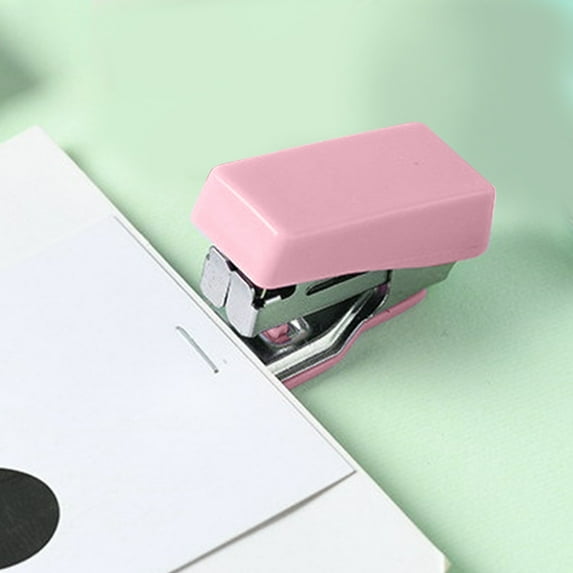 Hot Summer Sale, Vsgery Macaroon Mini Stapler Set, Metal Binder, Office Study, Compact Portable, Learning Supplies|Alloy,Pink
