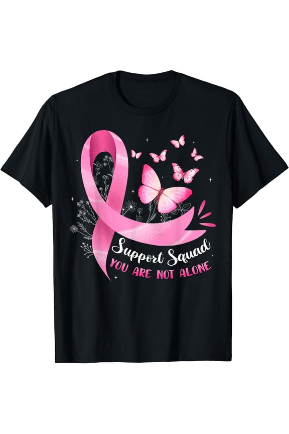 Hot Support Squad Pink Awareness Pink Ribbon Butterfly S-5XL T-Shirt