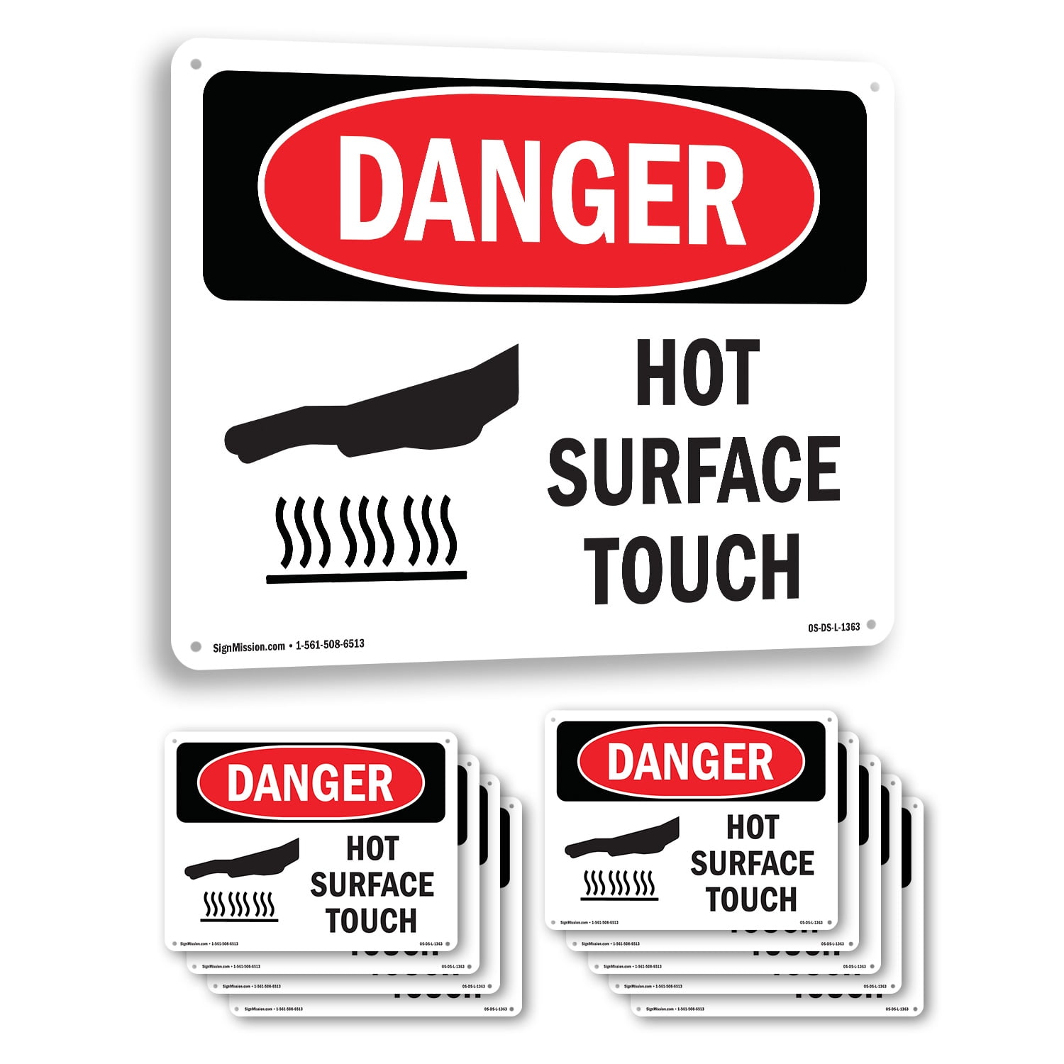 Hot Surface Do Not Touch OSHA Danger Rigid Plastic Sign 10 Inch x 7 ...