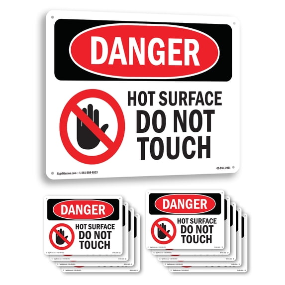 Hot Surface Do Not Touch OSHA Danger Rigid Plastic Sign 18 Inch x 12 ...