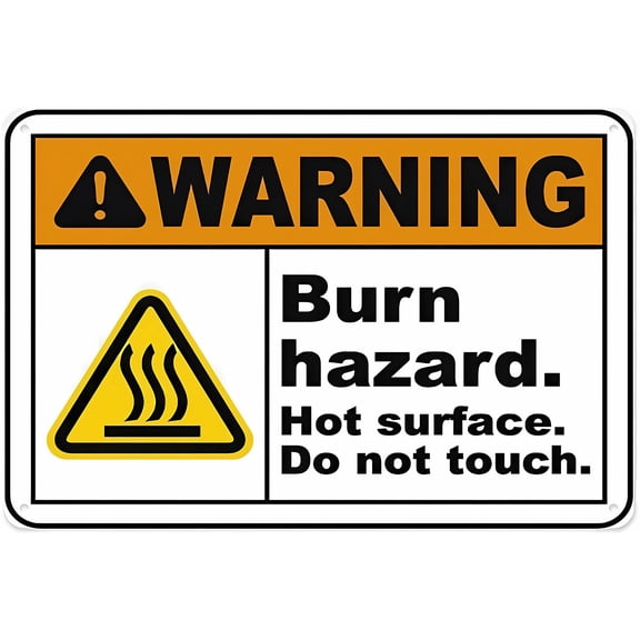 Hot Surface Do Not Touch Sign - 8"x12" Vintage Metal Warning Sign for Home Farm Bar Coffee Shop Club, Factory Equipment, Kitchen Appliance