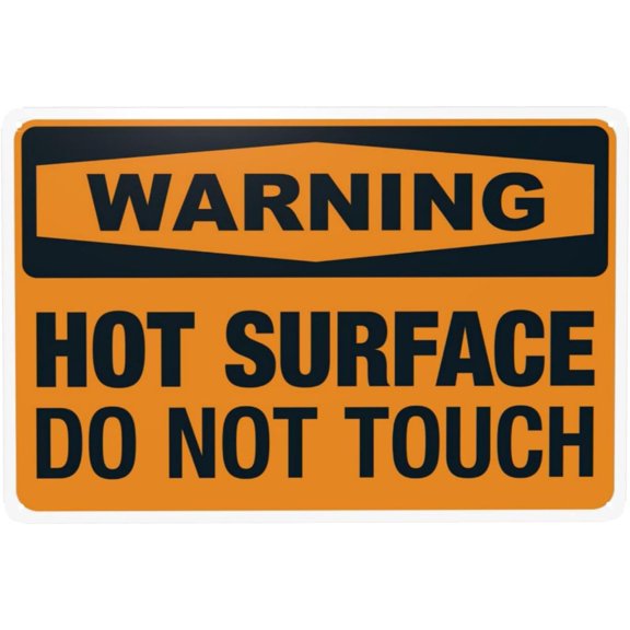 Hot Surface Do Not Touch Warning Sign, Security Safety Metal Signs, Vintage Caution Poster Wall Decor for Business Office Home Street Road Custom Use 12 x 8 Inch