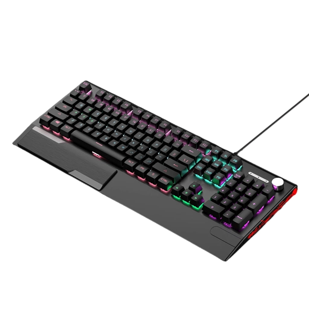 Hot Swappable Switches 104Key Full Size Mechanical Keyboards USB Cord RGBs Customizable Lighting Integrated Palms Rest