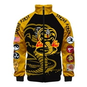 ROZUDI Hot TV Show The Karate Kid Cobra Kai Fashion Men Zipper Hoodies Jackets 3D Stand Collar Sweatshirt Tops boy Tracksuit Oversized