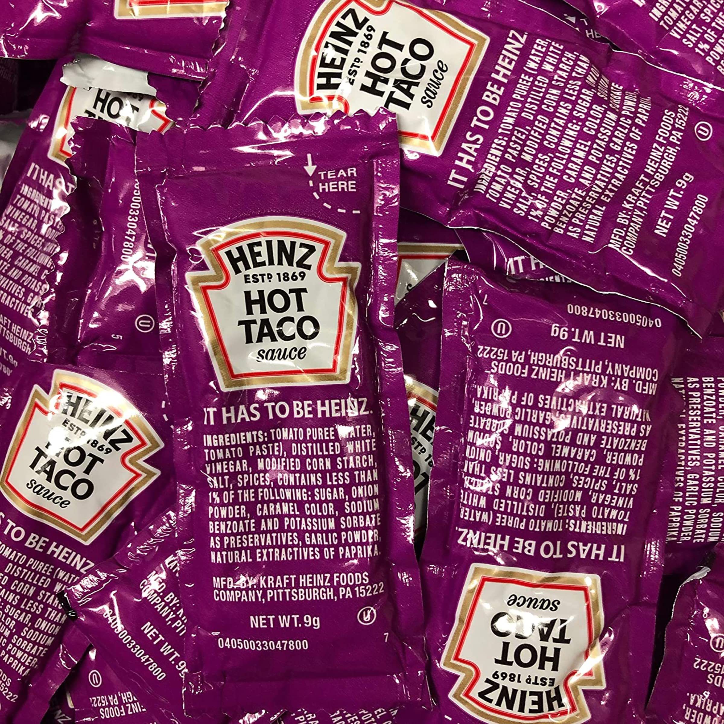 Hot Taco Sauce, Spicy Taco Sauce Packets 50 Individual Packets, Great