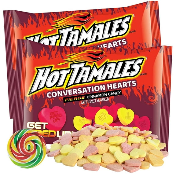 Hot Tamales Conversation Hearts, Anniversary Candy, Pack of 2, 10 Ounces Each