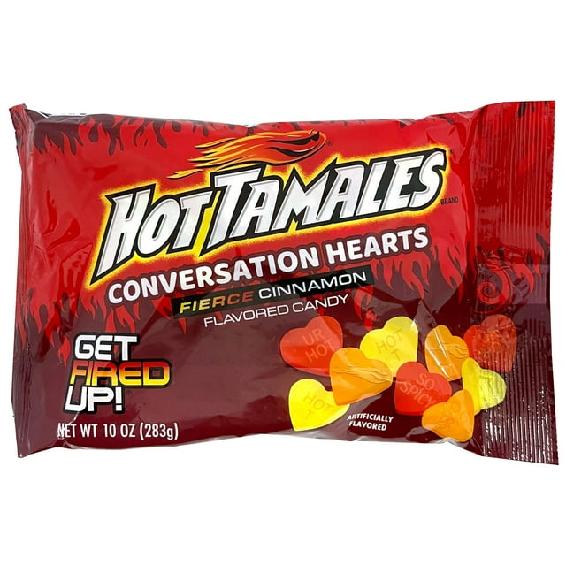 Valentine's Hot Tamales Cinnamon Flavored Conversation Hearts Candy, 10 ...