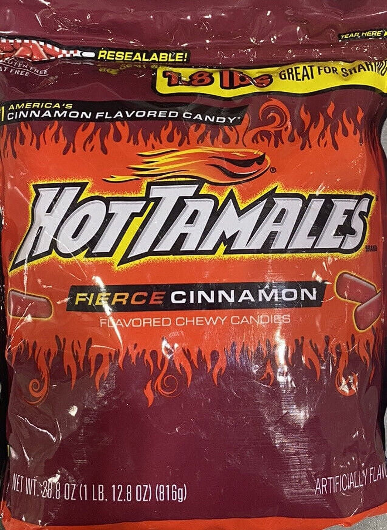 Hot Tamales Fierce Cinnamon Chewy Candy 28.8 Oz Resealable Bag 1 LB 12.8 Oz