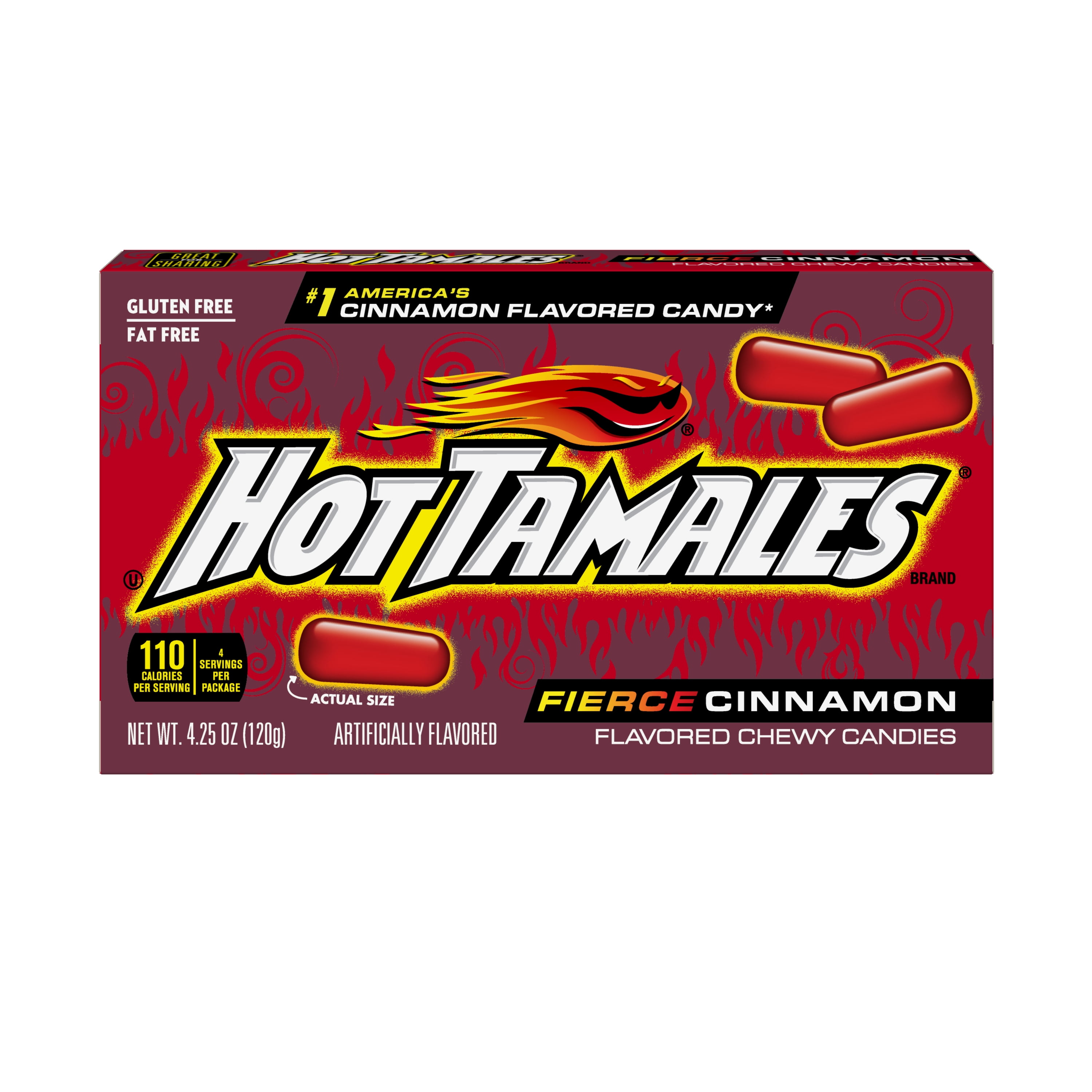 Hot Tamales Fierce Cinnamon Chewy Candy, 4.25 Ounce Theater Box
