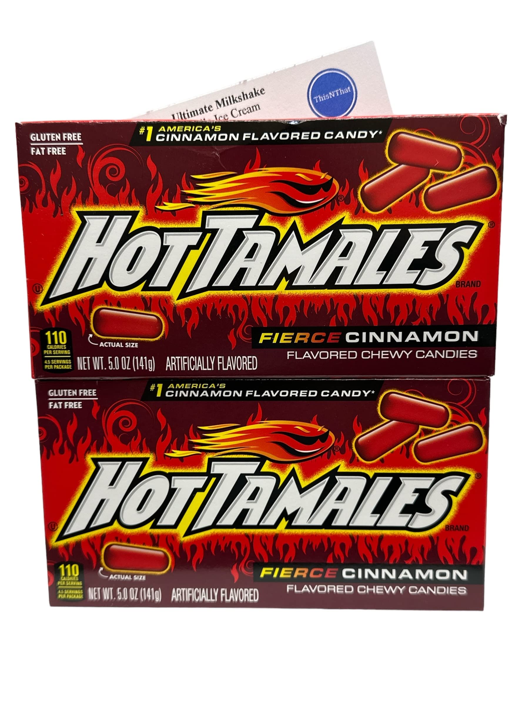 Hot Tamales Fierce Cinnamon Chewy Candy Bundle (2) 5Oz Theatre Boxes