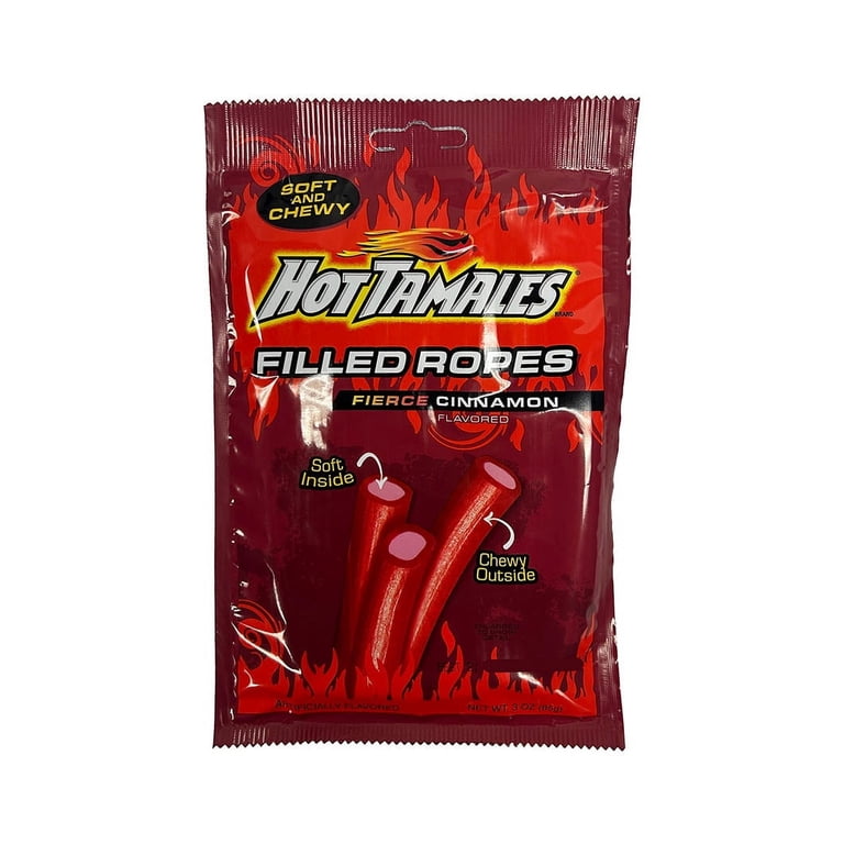Hot Tamales Filled Licorice Ropes, Fierce Cinnamon Flavored, 3