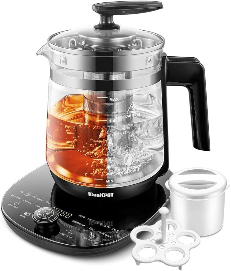 Hot Tea Maker Glass Electric Kettle with Tea Infuser and Temperature