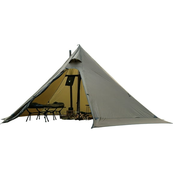 Hot Tent with Stove Jack & Snow Skirt, 4-Season, 3-4 Person, 4.8lb, Waterproof & Windproof, Ideal for Camping, Backpacking, Hiking, Hunting, and Fishing.