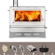 Hot Tent Stove,Wood Burning Stove for Camping, Tent Stove With View Glass, Large Stainless Steel Camping Stove With Chimney Pipes for Outdoor Heating and Cooking